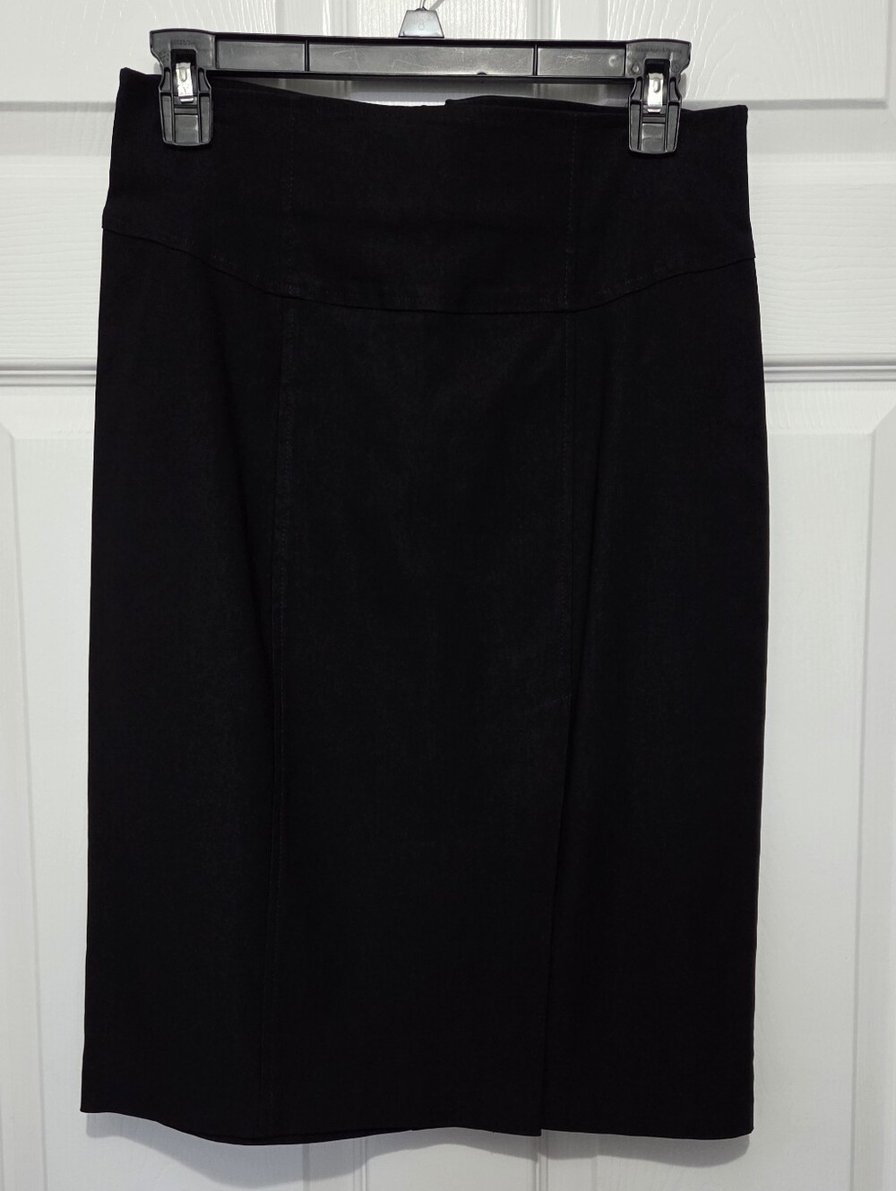 NWT A'gaci Black Pencil Skirt Knee Length With Front Slit Size Medium Fitted